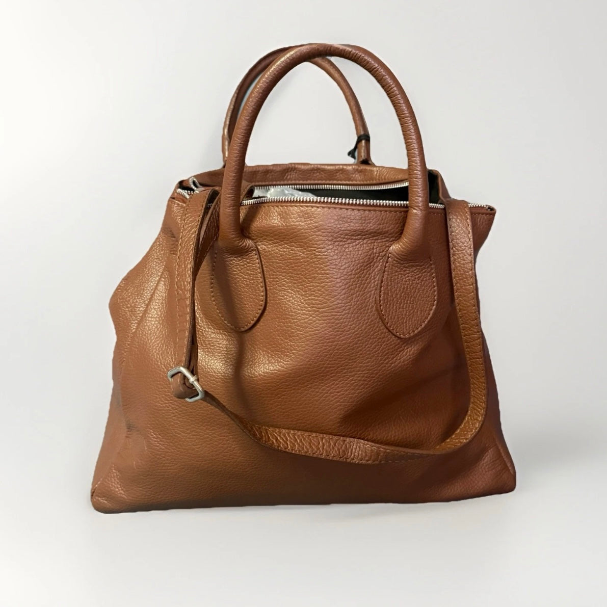 HALFPAST8 MILANO BORSA A MANO / SPALLA VERA PELLE MARTELLATA MARRONE