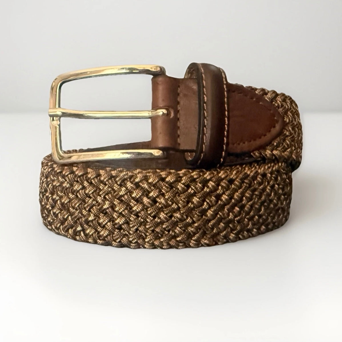 CINTURA ARTIGIANALE INTRECCIATA ELASTICIZZATA MARRONE