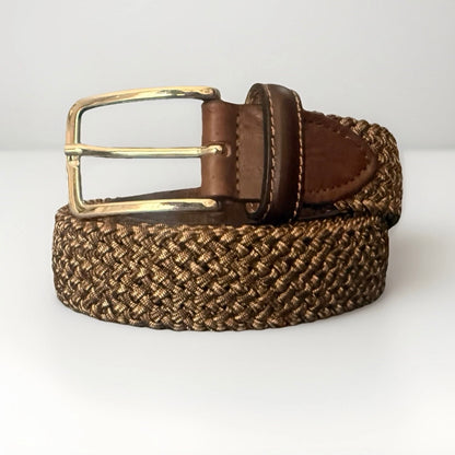 CINTURA ARTIGIANALE INTRECCIATA ELASTICIZZATA MARRONE