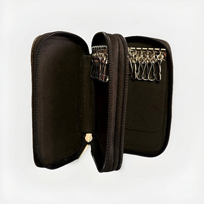 PORTACHIAVI DOPPIO ARTIGIANALE VERA PELLE MARRONE