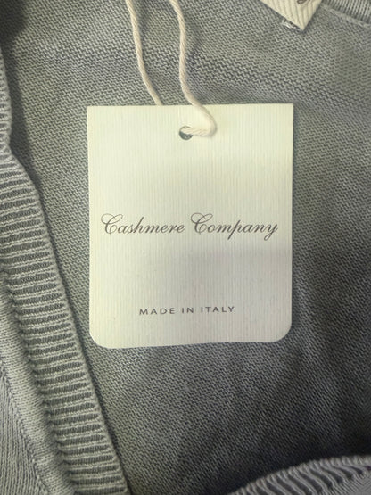 CASHMERE COMPANY CARDIGAN IN COTONE E SETA GRIGIO CHIARO