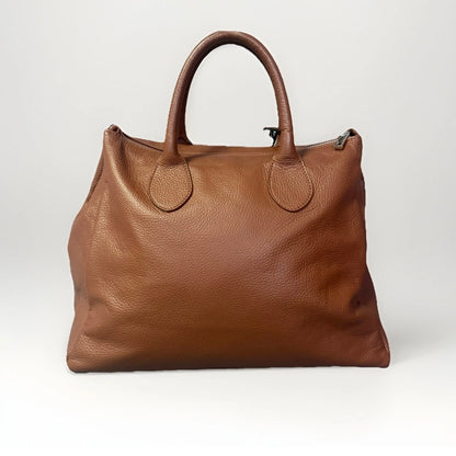 HALFPAST8 MILANO BORSA A MANO / SPALLA VERA PELLE MARTELLATA MARRONE