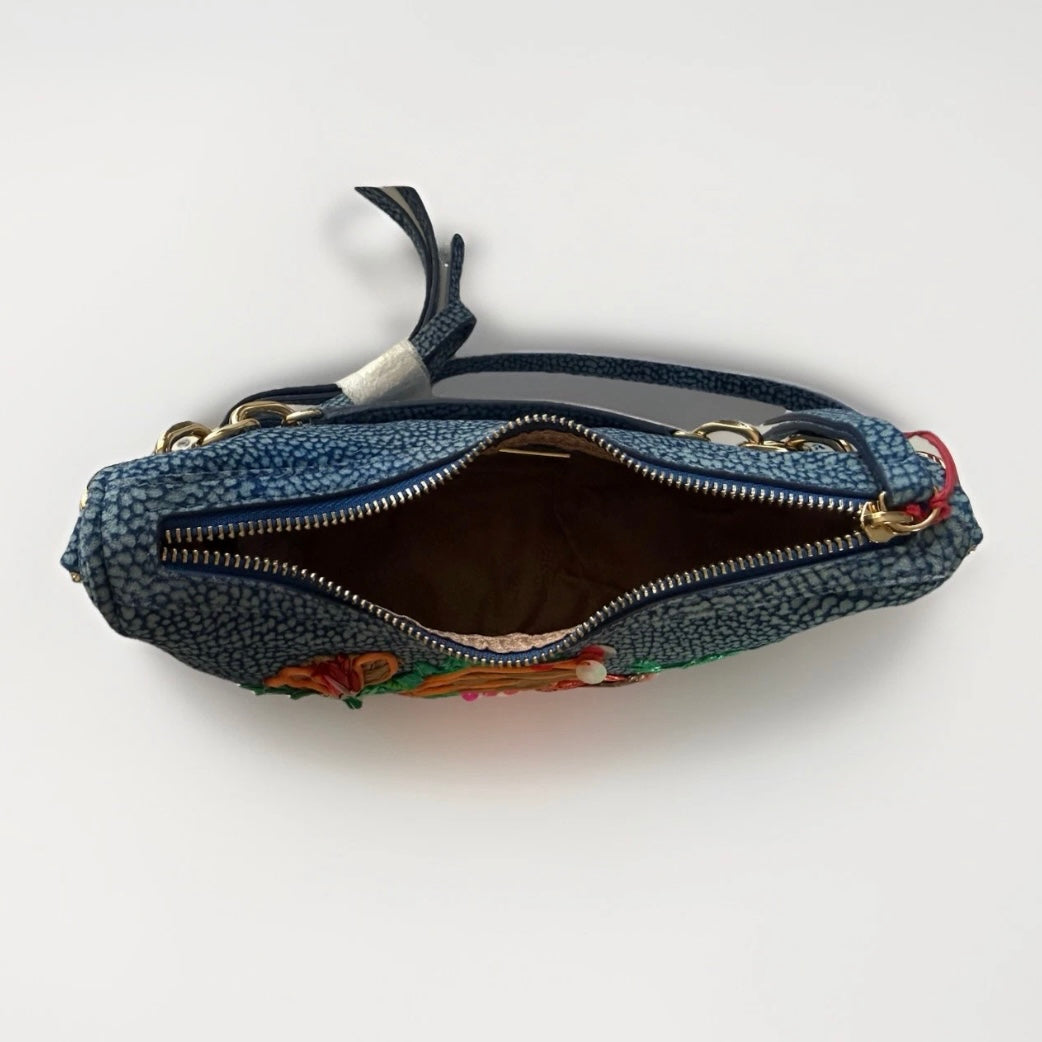 BORBONESE BORSA LUNA MAR A MANO/ TRACOLLA PELLE TAPIRO BLU