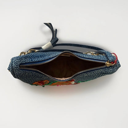BORBONESE BORSA LUNA MAR A MANO/ TRACOLLA PELLE TAPIRO BLU
