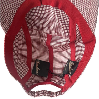 BORSALINO CAPPELLO BERRETTO TESSUTO BASEBALL QUADRATI BIANCO E ROSSO UNISEX