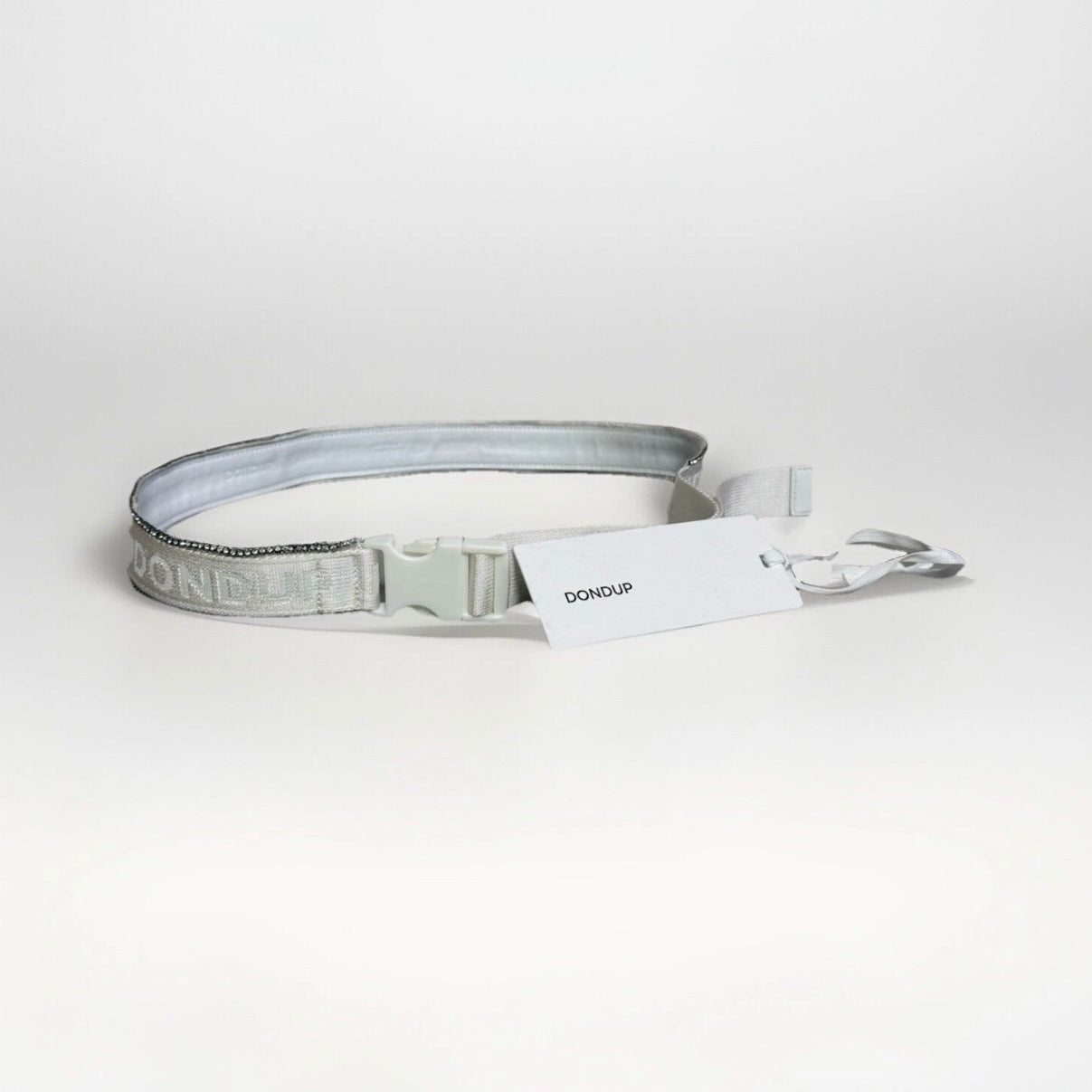 DONDUP CINTURA DONNA TESSUTO E STRASS LOGATO BIANCO