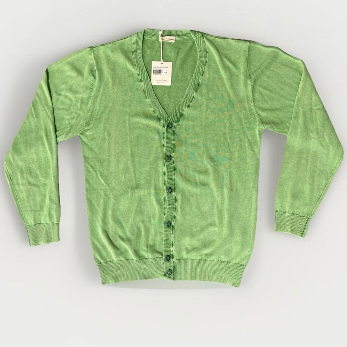 CASHMERE COMPANY CARDIGAN IN COTONE E SETA VERDE