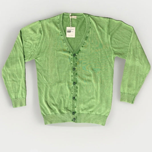CASHMERE COMPANY CARDIGAN IN COTONE E SETA VERDE