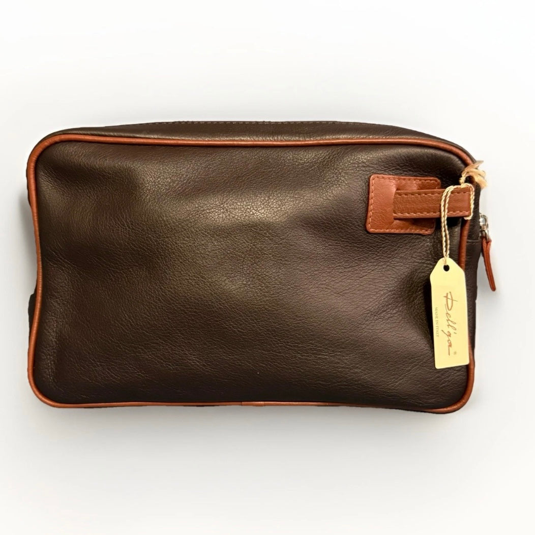 DELL'GA CARTELLA LAVORO ARTIGIANALE PELLE MARRONE