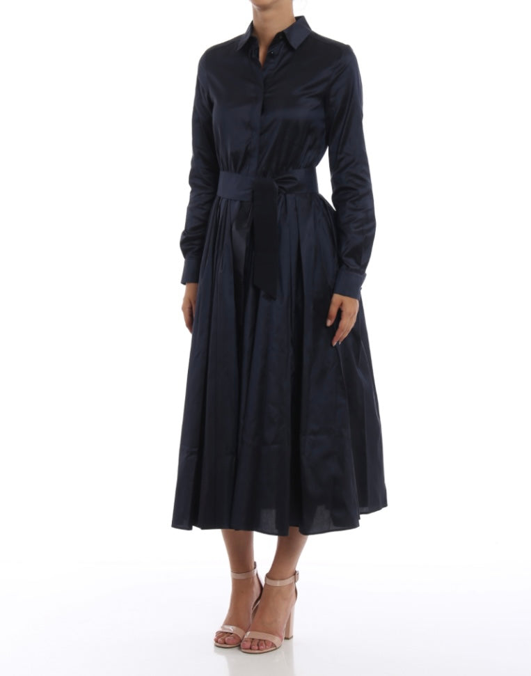 MAX MARA ABITO CHEMISIER BLU IN SETA