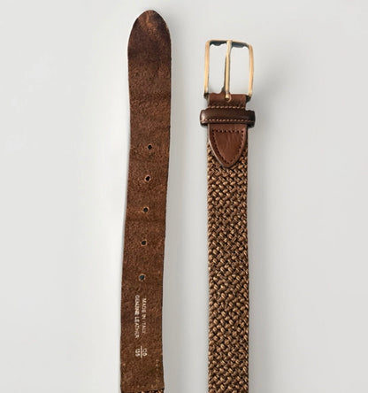 CINTURA ARTIGIANALE INTRECCIATA ELASTICIZZATA MARRONE