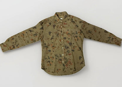 GIANNETTO PORTOFINO CAMICIA UOMO COTONE E LINO VERDE CON FANTASIA FLOREALE