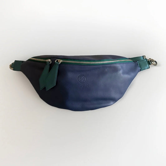 MUTH BAGS MARSUPIO XL DONNA VERA PELLE BLU