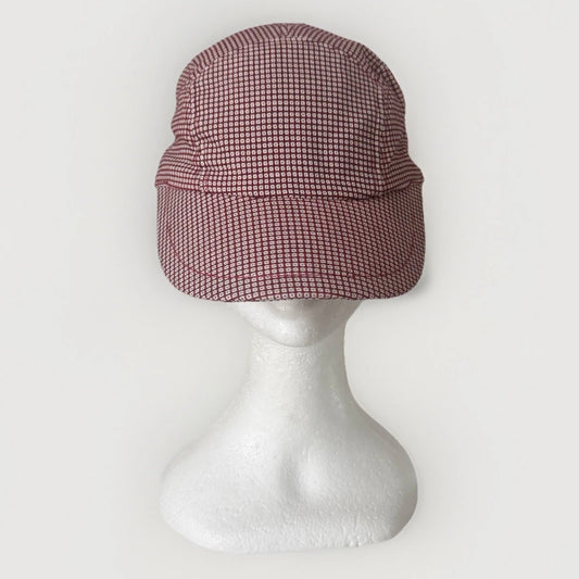 BORSALINO CAPPELLO BERRETTO TESSUTO BASEBALL QUADRATI BIANCO E ROSSO UNISEX