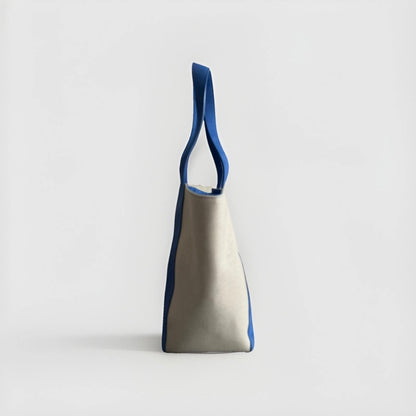MUTH BAGS TOTE BAG ERA BORSA SHOPPING BAG ARTIGIANALE VERA PELLE SCAMOSCIATA BLU