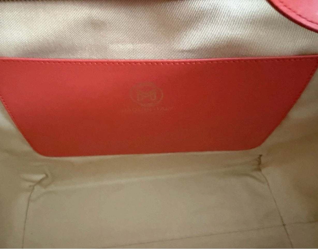 MUTH BAGS TOTE BAG ERA BORSA SHOPPING BAG ARTIGIANALE VERA PELLE CORALLO