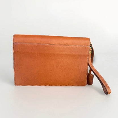 DELL'GA CARTELLA PICCOLA DA LAVORO ARTIGIANALE PELLE MARRONE