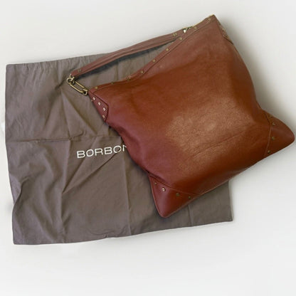BORBONESE BORSA A SPALLA  VERA PELLE MARRONE