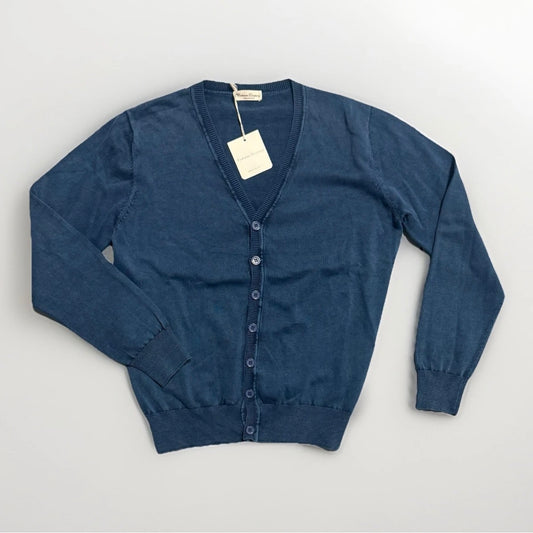 CASHMERE COMPANY CARDIGAN IN COTONE E SETA BLU