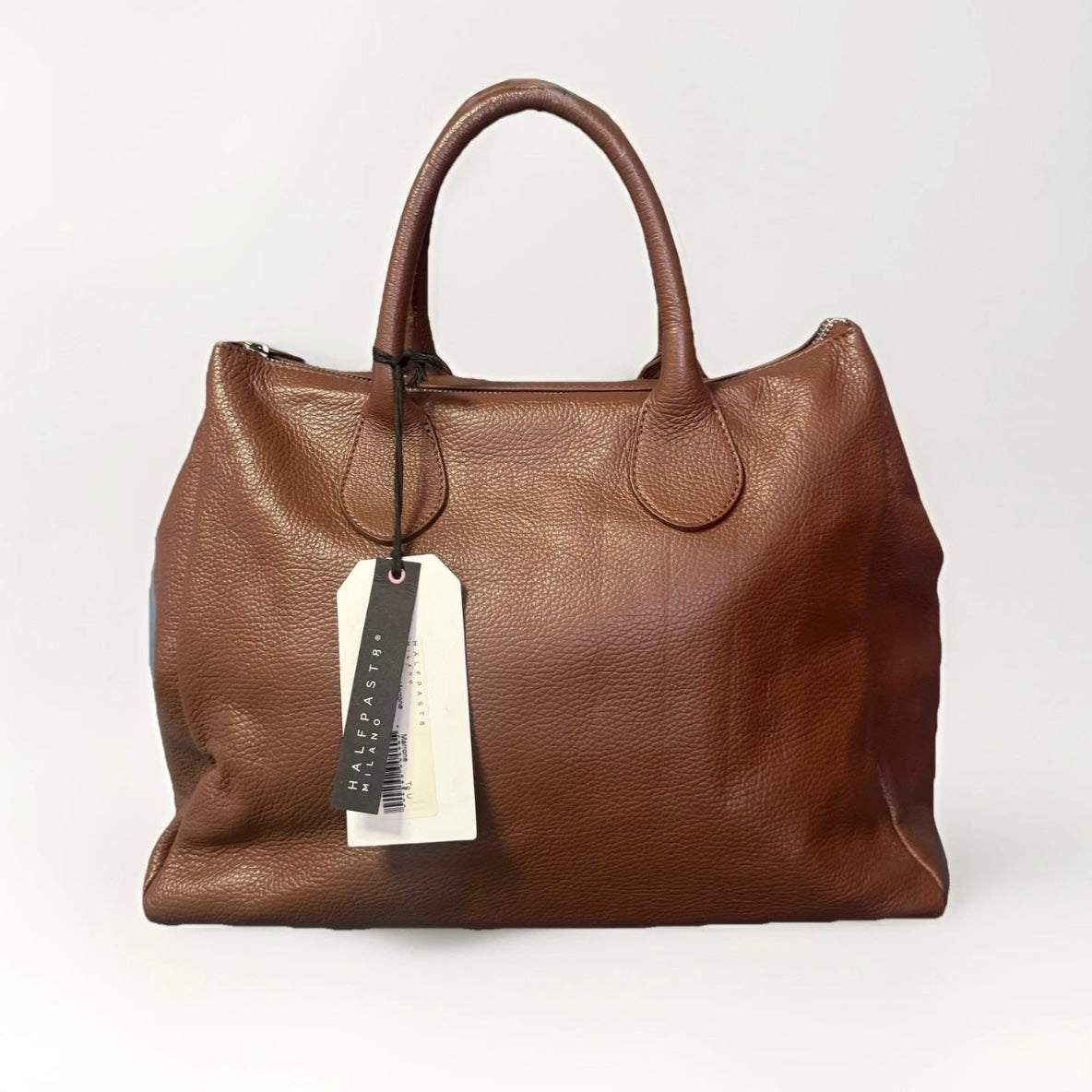 HALFPAST8 MILANO BORSA A MANO / SPALLA VERA PELLE MARTELLATA MARRONE