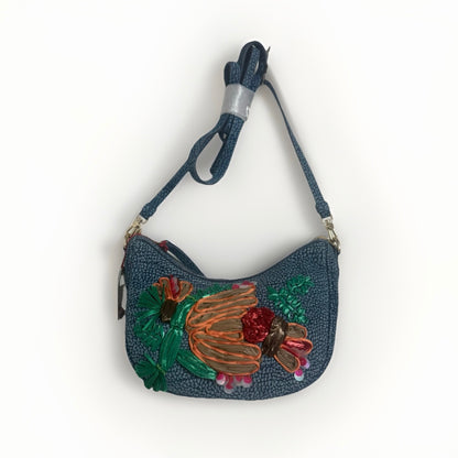 BORBONESE BORSA LUNA MAR A MANO/ TRACOLLA PELLE TAPIRO BLU