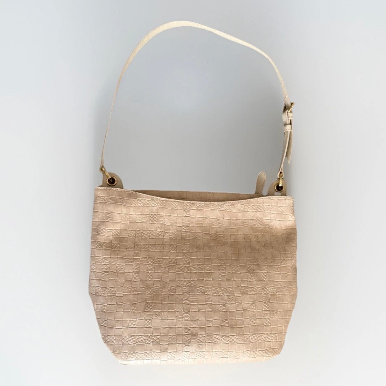 PIERO GUIDI SHOPPING BAG BORSA INTRECCIO BIANCO PANNA