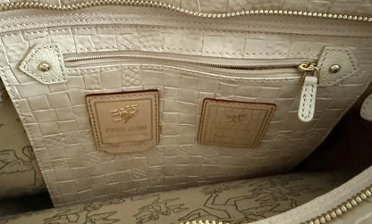PIERO GUIDI SHOPPING BAG BORSA INTRECCIO BIANCO PANNA