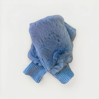 ALPO GUANTI MANICOTTI DONNA EFFETTO PELLICCIA AZZURRI