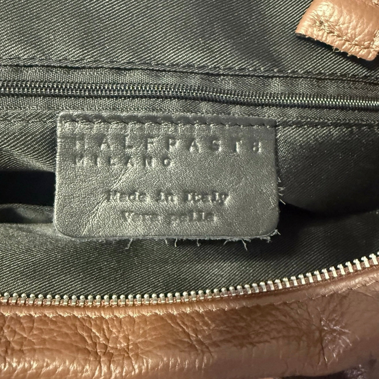 HALFPAST8 MILANO BORSA A MANO / SPALLA VERA PELLE MARTELLATA MARRONE