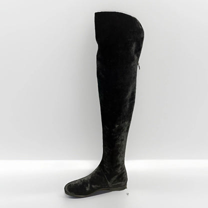 ALBERTA FERRETTI STIVALI CUISSARDES VELLUTO NERO