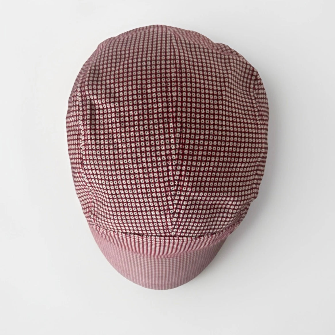 BORSALINO CAPPELLO BERRETTO TESSUTO BASEBALL QUADRATI BIANCO E ROSSO UNISEX