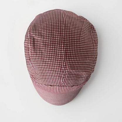 BORSALINO CAPPELLO BERRETTO TESSUTO BASEBALL QUADRATI BIANCO E ROSSO UNISEX