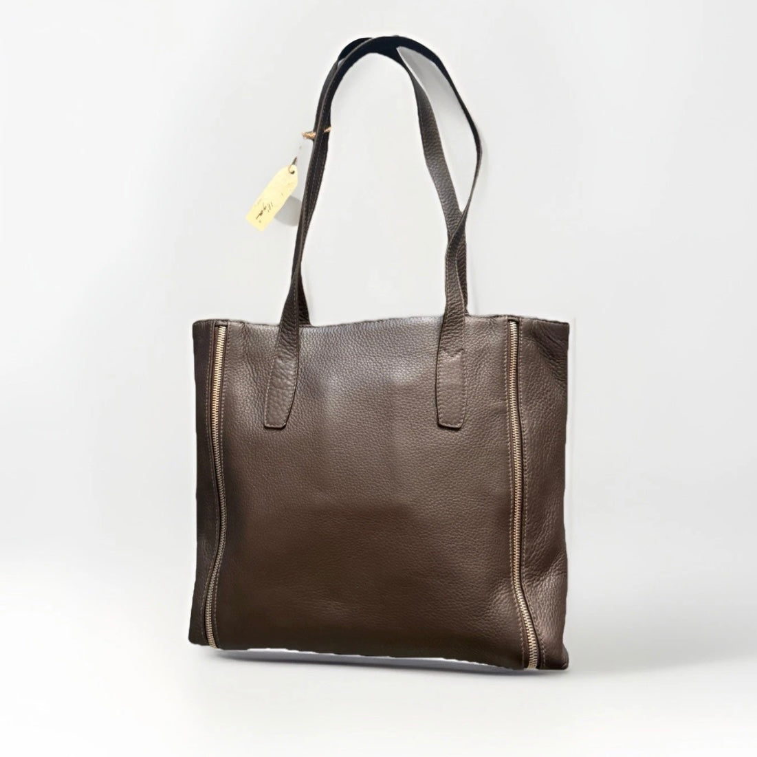 DELL’GA BORSA DA SPALLA VERA PELLE TECNICO MARRONE SCURO