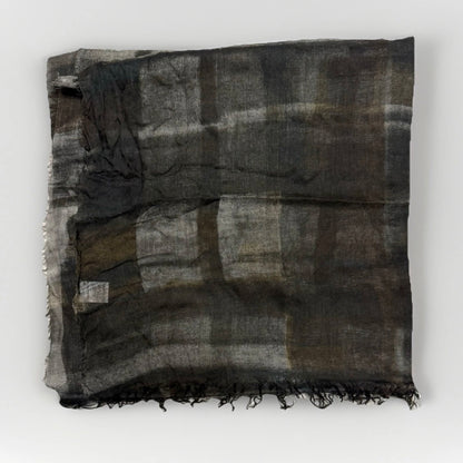 PESERICO SCIARPA UOMO FANTASIA QUADRI GRIGIO MARRONE E NERA