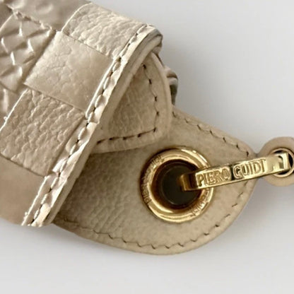 PIERO GUIDI SHOPPING BAG BORSA INTRECCIO BIANCO PANNA