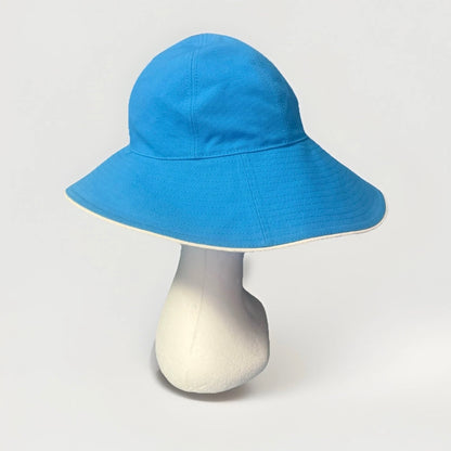 BORSALINO CAPPELLO CLOCHE A SEI SPICCHI COTONE AZZURRO