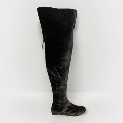 ALBERTA FERRETTI STIVALI CUISSARDES VELLUTO NERO