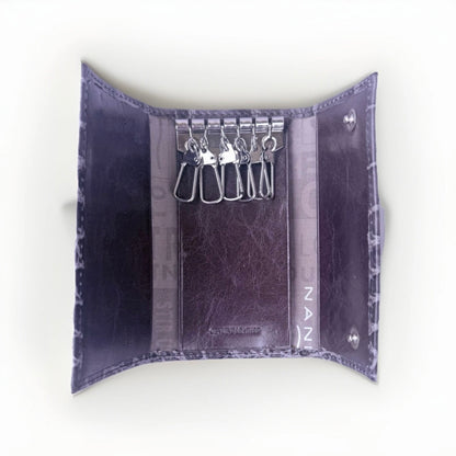 NANNINI PORTA CHIAVI DONNA IN PELLE STAMPA COCCO GRIGIO ANTRACITE