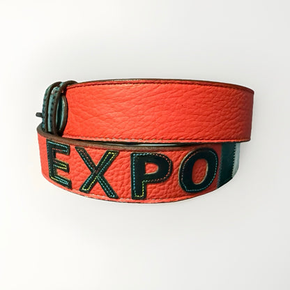 CINTURA PATCHWORK UNISEX BANDIERE DEL MONDO IN PELLE E VERO COCCODRILLO