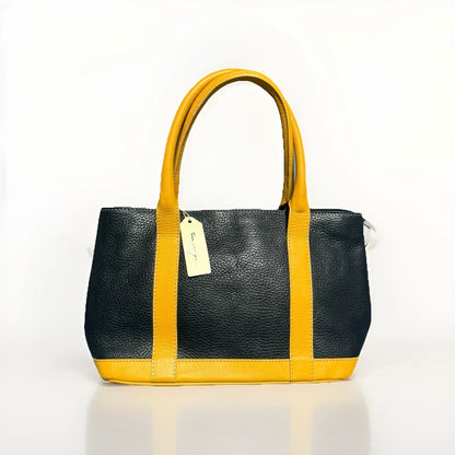 DELL’GA BORSA BICOLORE PELLE NERO GIALLO