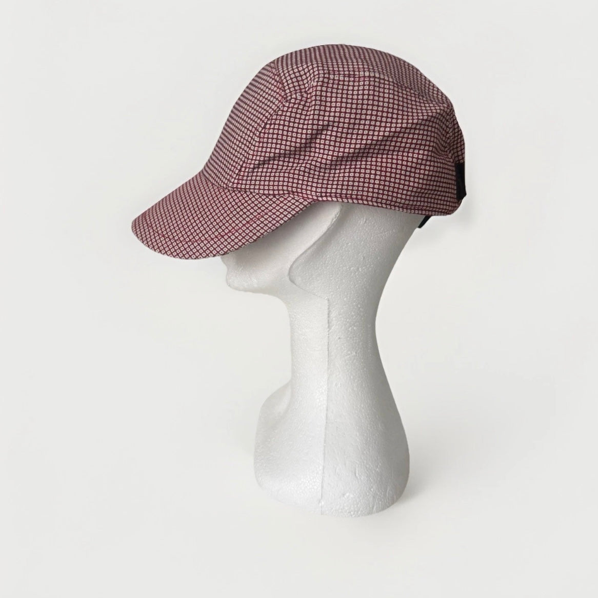 BORSALINO CAPPELLO BERRETTO TESSUTO BASEBALL QUADRATI BIANCO E ROSSO UNISEX