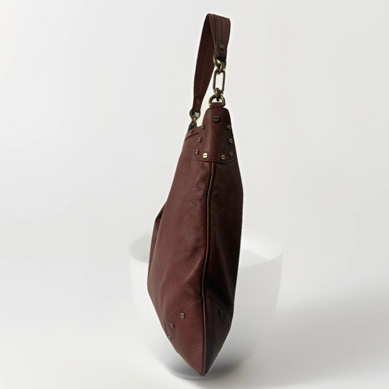 BORBONESE BORSA A SPALLA  VERA PELLE MARRONE