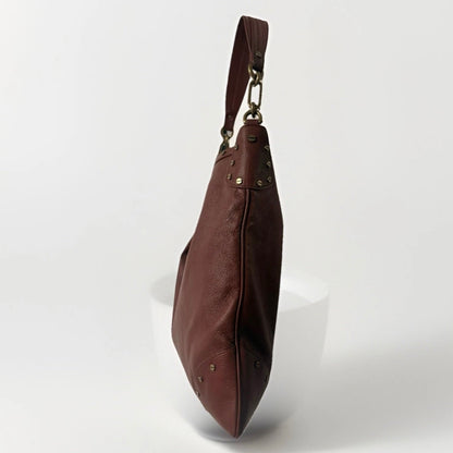 BORBONESE BORSA A SPALLA  VERA PELLE MARRONE