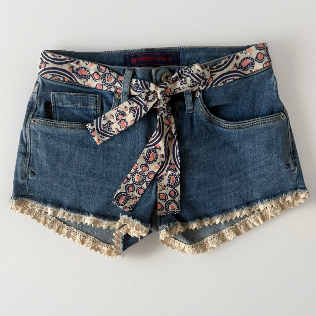 SUPERDRY PANTALONCINI SHORTS HOT PANTS DENIM DONNA