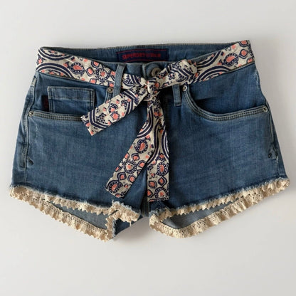 SUPERDRY PANTALONCINI SHORTS HOT PANTS DENIM DONNA