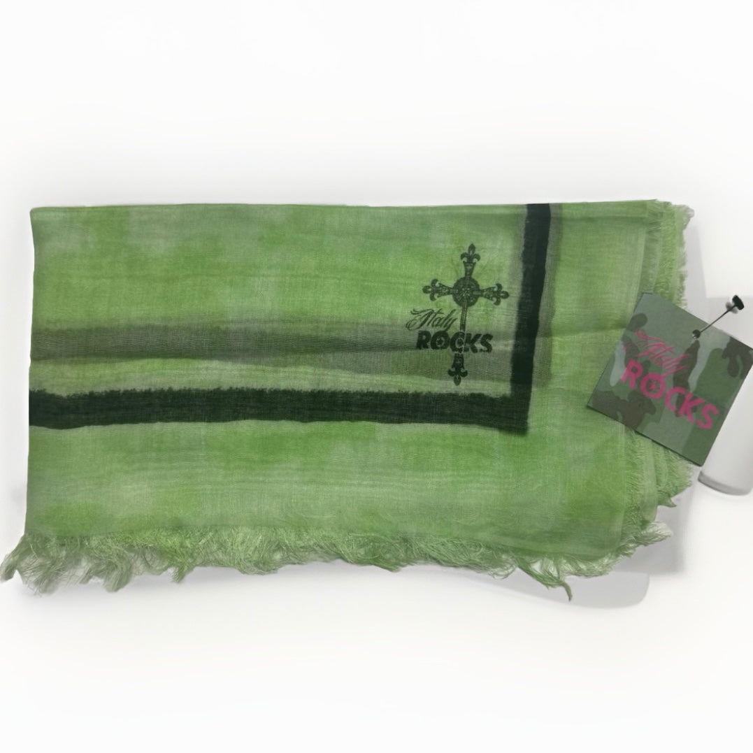 ROCKS ITALY SCIARPA UNISEX VERDE CHIARO FANTASIA CARTOLINA