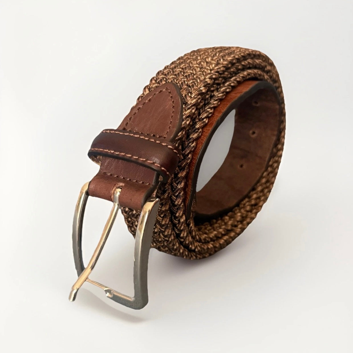 CINTURA ARTIGIANALE INTRECCIATA ELASTICIZZATA MARRONE