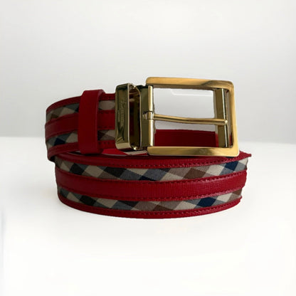 AQUASCUTUM OF LONDON CINTURA DONNA ROSSA FANTASIA CLUB CHECK