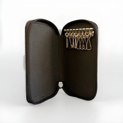 PORTACHIAVI ARTIGIANALE VERA PELLE NERO