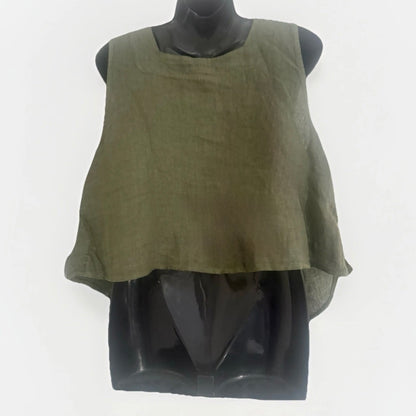PEDRA NIGRA CANOTTA DONNA LINO VERDE OLIVA